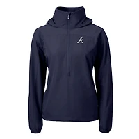 Women's Cutter & Buck  Navy Atlanta Braves Charter Eco Recycled Half-Zip Anorak Jacket