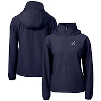 Women's Cutter & Buck  Navy Atlanta Braves Charter Eco Recycled Half-Zip Anorak Jacket