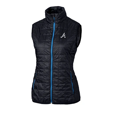Women's Cutter & Buck Navy Atlanta Braves Rainier PrimaLoft Eco Full-Zip Puffer Vest