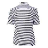 Pull-over zippé quart de tour en Pique recyclé à rayures et logo Virtue Eco bleu marine des Braves d'Atlanta pour femme Cutter & Buck