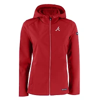 Veste zippée entièrement recyclée en softshell Evoke Eco pour femme des Atlanta Braves, rouge Cutter & Buck