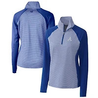 Women's Cutter & Buck  Royal Atlanta Braves DryTec Forge Tonal Stripe Half-Zip Top