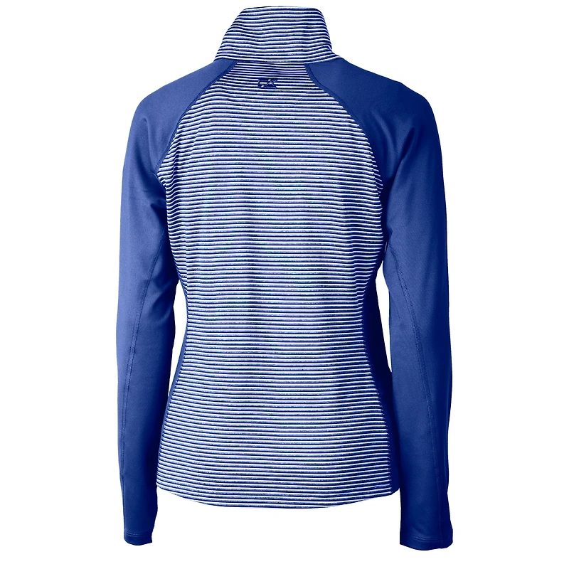 Women's Cutter & Buck  Royal Atlanta Braves DryTec Forge Tonal Stripe Half-Zip Top