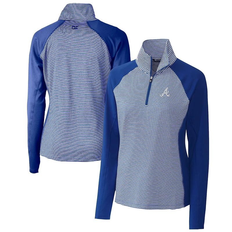 Women's Cutter & Buck  Royal Atlanta Braves DryTec Forge Tonal Stripe Half-Zip Top