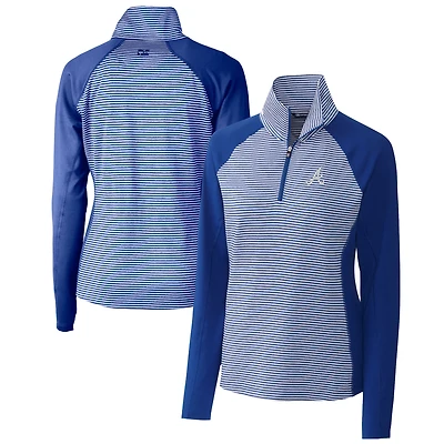 Women's Cutter & Buck  Royal Atlanta Braves DryTec Forge Tonal Stripe Half-Zip Top
