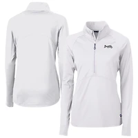 Women's Cutter & Buck White Atlanta Braves Adapt Eco Knit Stretch Recycled Half-Zip DryTec Top