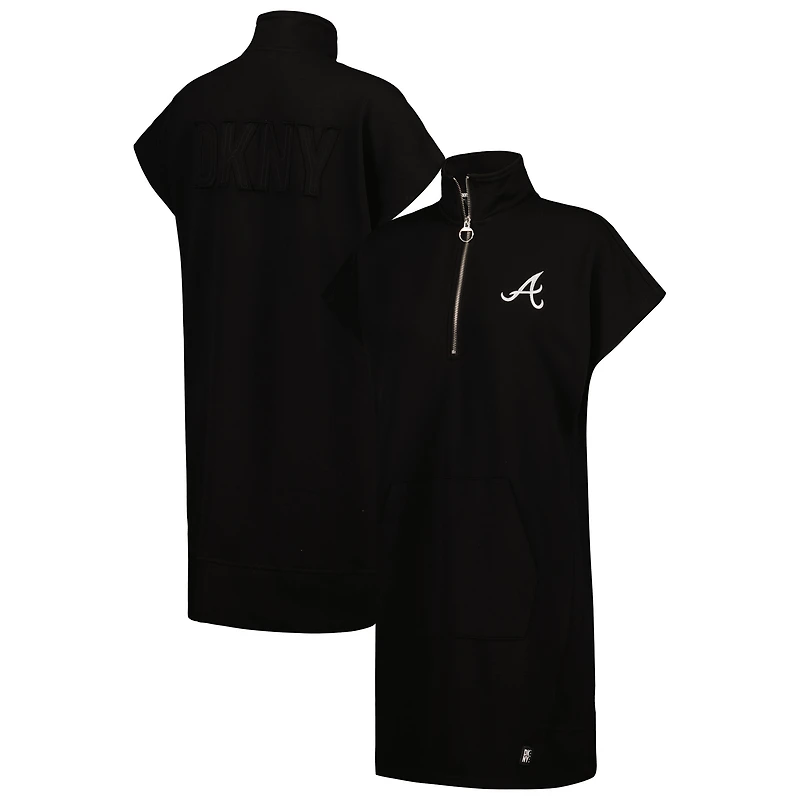 Women's DKNY Sport Black Atlanta Braves Emily Quarter-Zip Sneaker Dress