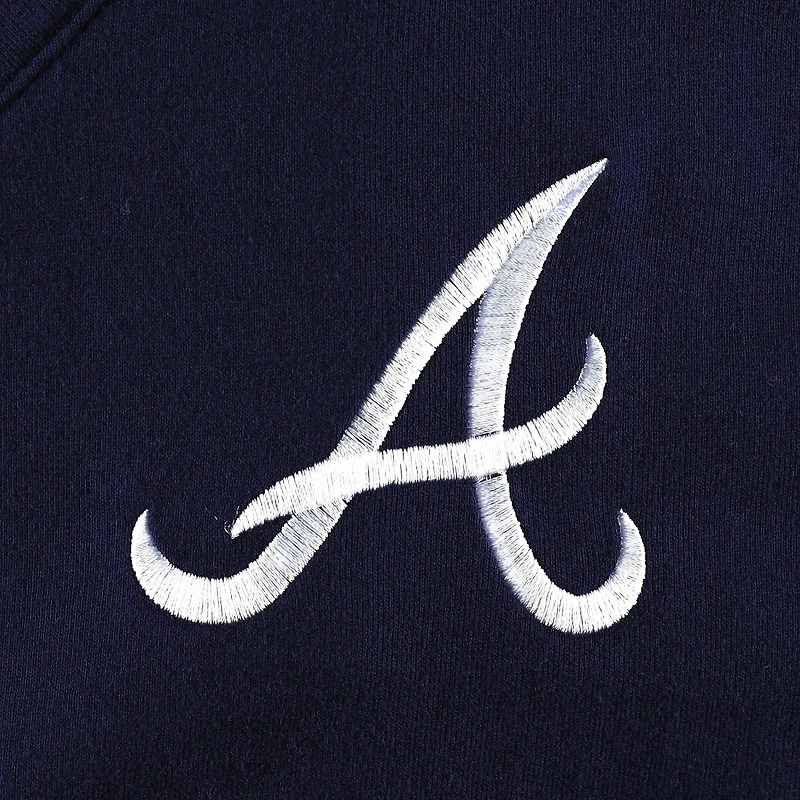 Women's DKNY Sport Navy Atlanta Braves Lily V-Neck Pullover Sweatshirt