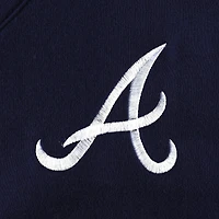 Women's DKNY Sport Navy Atlanta Braves Lily V-Neck Pullover Sweatshirt