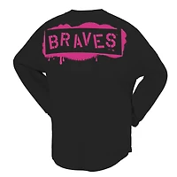 T-shirt à manches longues noir fluo des Braves d'Atlanta pour femme Fanatics