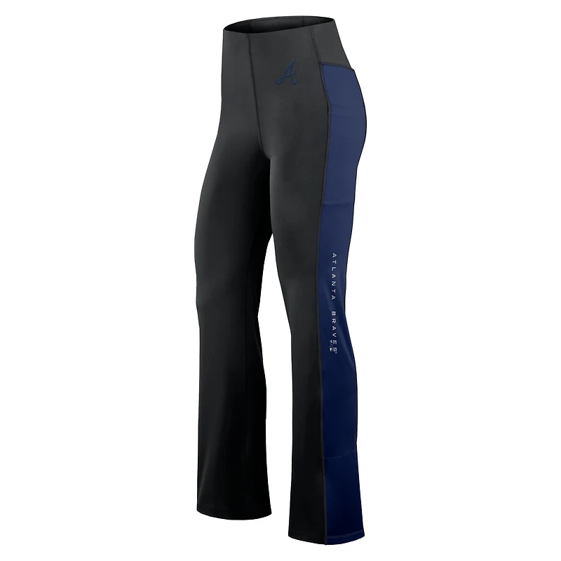 Leggings évasés ajustés Studio Fanatics pour femmes, noirs, Atlanta Braves