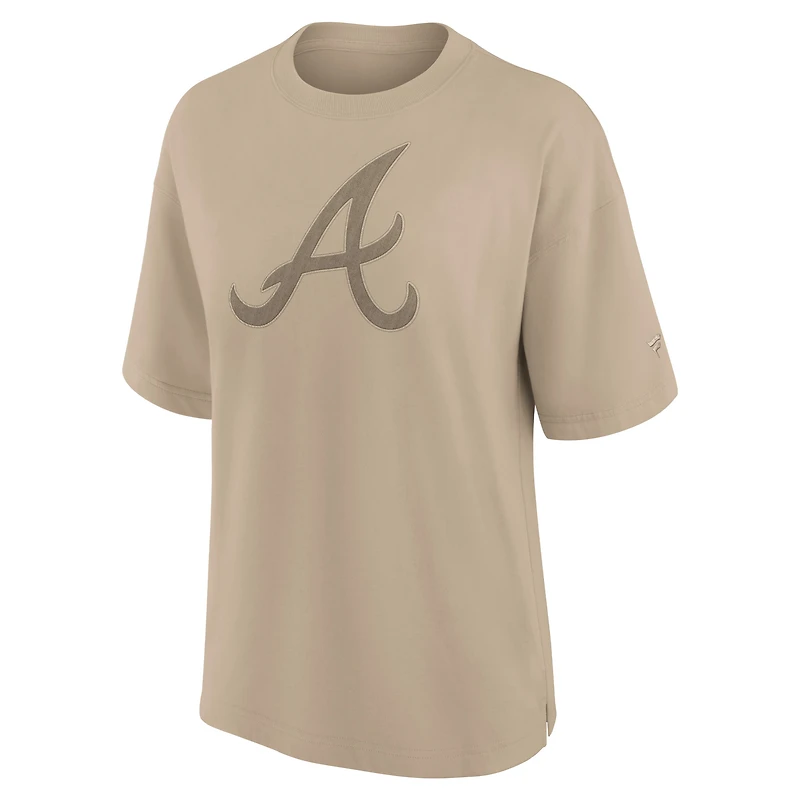 T-shirt surdimensionné Fanatics kaki pour femme avec logo des Braves d'Atlanta