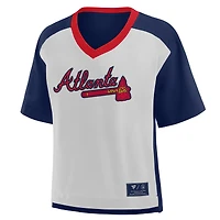 T-shirt surdimensionné à col en V Atlanta Braves Fanatics bleu marine/graphite pour femme