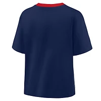 T-shirt surdimensionné à col en V Atlanta Braves Fanatics bleu marine/graphite pour femme