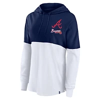 Women's Fanatics Navy/White Atlanta Braves Backup Option Pullover Hoodie