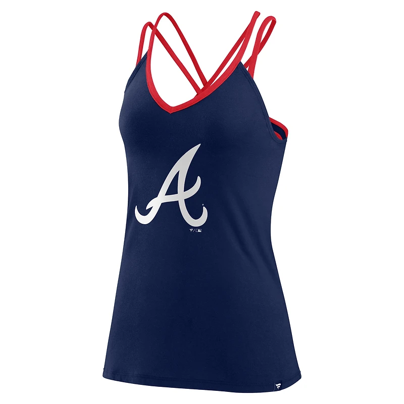 Women's Fanatics Navy Atlanta Braves Barrel It Up Cross Back V-Neck Tank Top