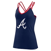 Women's Fanatics Navy Atlanta Braves Barrel It Up Cross Back V-Neck Tank Top