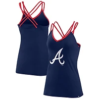 Débardeur à col en V et dos croisé Fanatics pour femmes, bleu marine, Atlanta Braves Barrel It Up