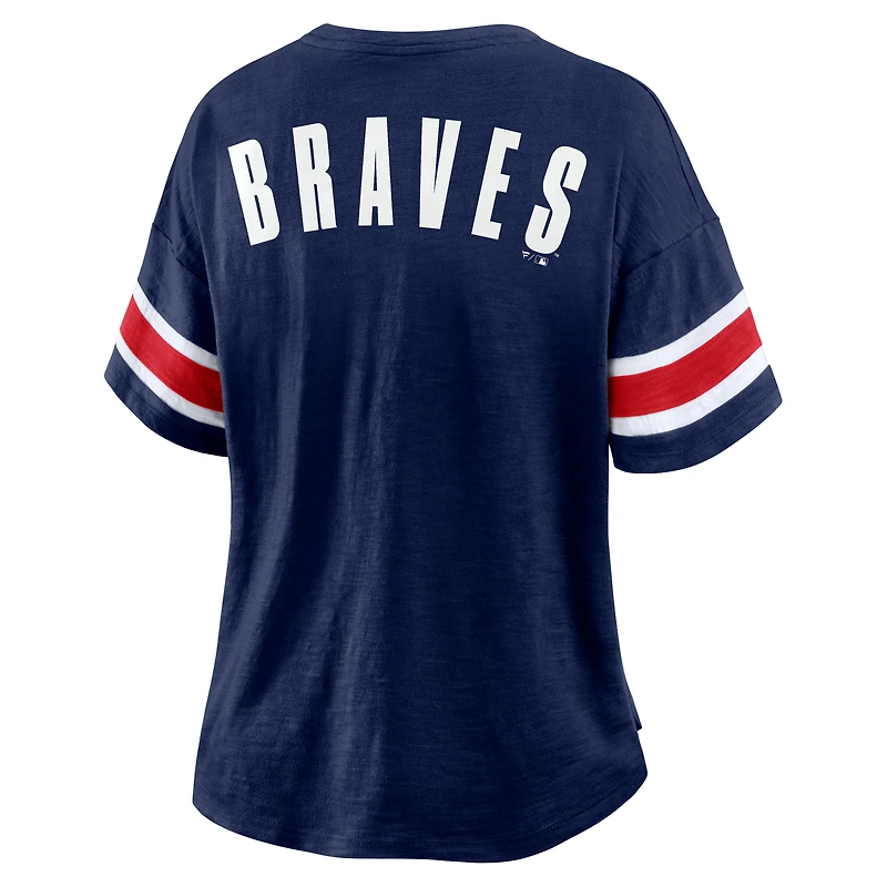Women's Fanatics Navy Atlanta Braves Curl Route T-Shirt