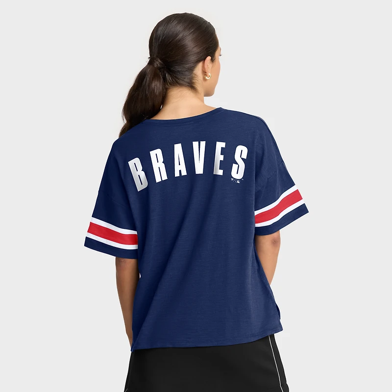 Women's Fanatics Navy Atlanta Braves Curl Route T-Shirt
