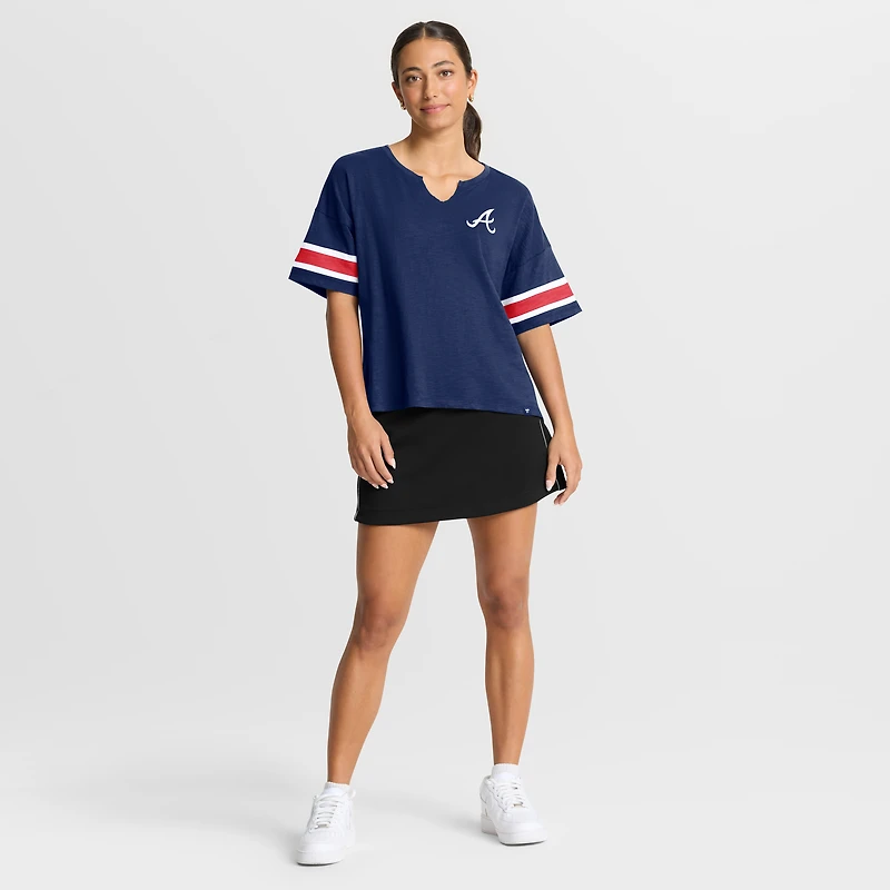 T-shirt Fanatics bleu marine pour femme, motif Curl Route des Braves d'Atlanta