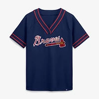 Women's Fanatics Navy Atlanta Braves Diva Race Ahead Raglan V-Neck T-Shirt