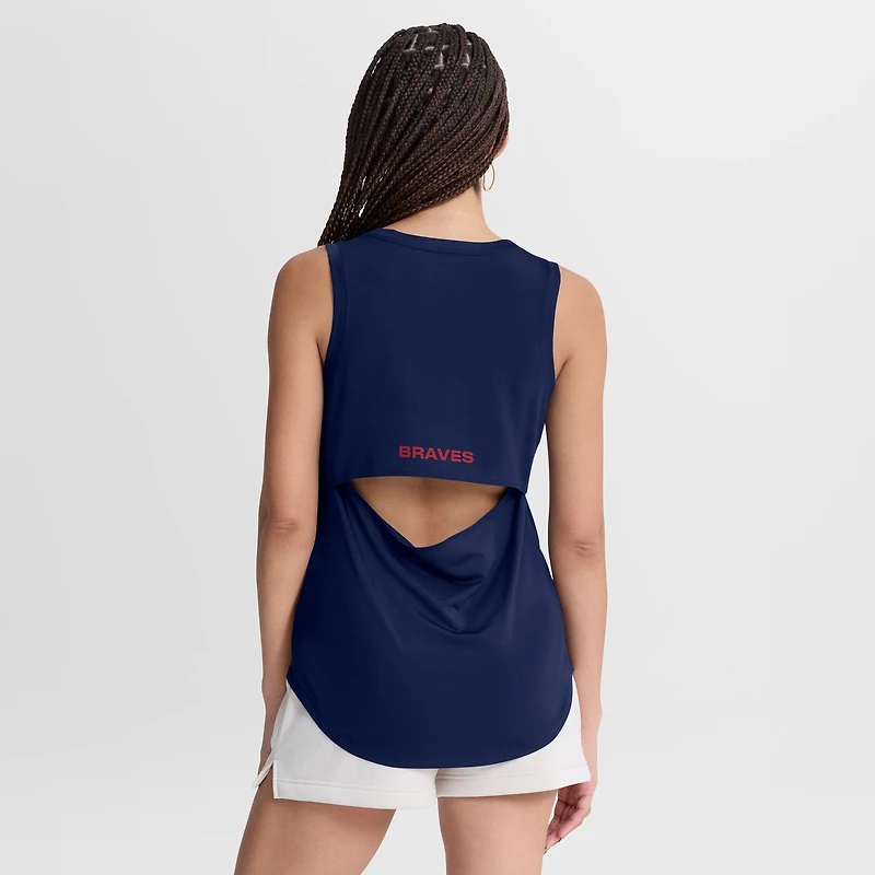 Women's Fanatics Navy Atlanta Braves Draped Mesh Back Performance Tank Top