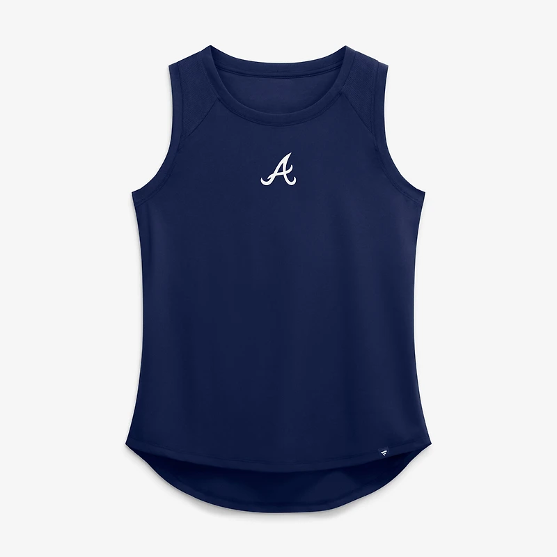 Débardeur de performance Fanatics bleu marine Atlanta Braves pour femme, dos en maille drapée