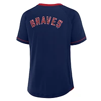 T-shirt à col en V raglan Diva Star de la Ligue des Braves d'Atlanta pour femmes Fanatics Navy