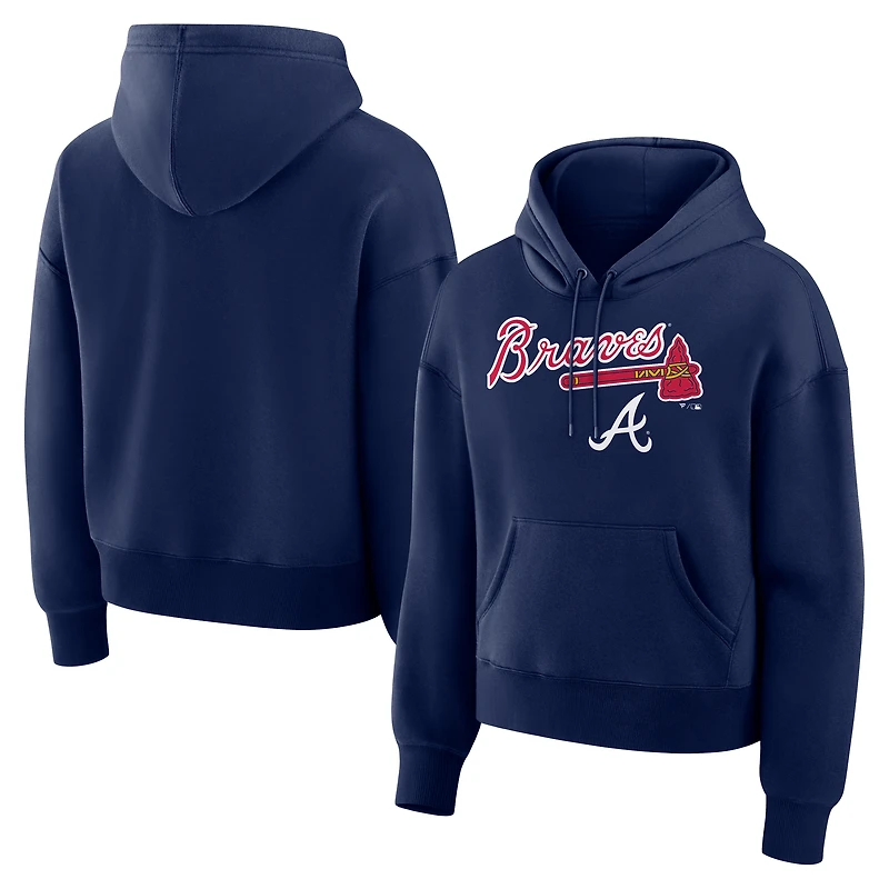 Women's Fanatics  Navy Atlanta Braves Lockup Legacy Fleece Hoodie