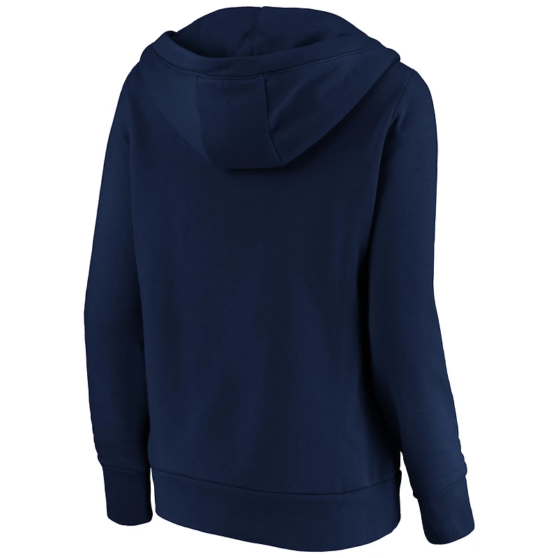 Women's Fanatics Navy Atlanta Braves Official Logo Crossover V-Neck Pullover Hoodie