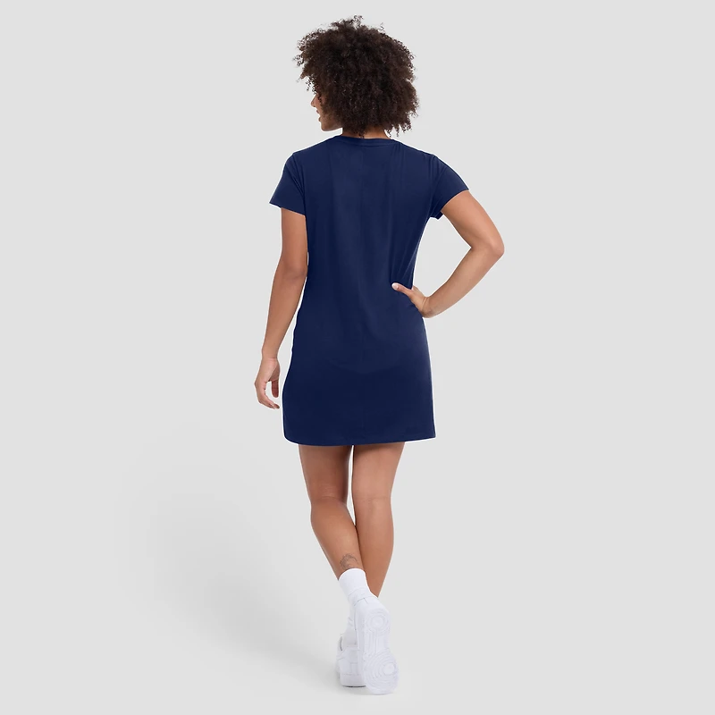Robe t-shirt drapée froncée bleu marine Fanatics pour femme des Braves d'Atlanta