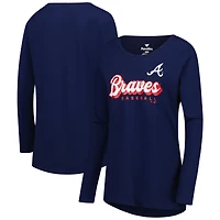 Women's Fanatics Navy Atlanta Braves Run the Bases Long Sleeve T-Shirt