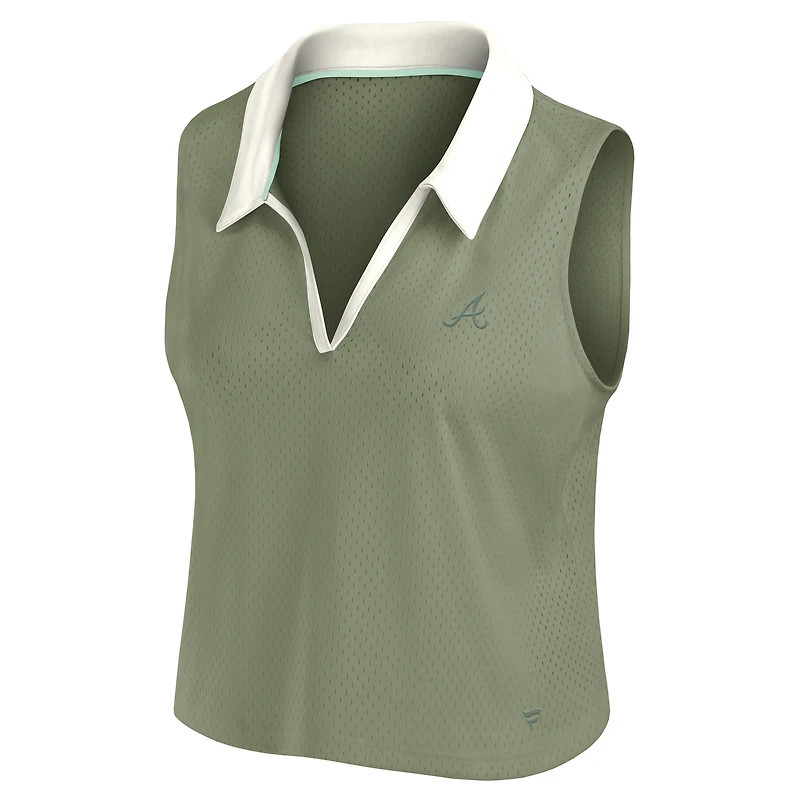 Débardeur à col en V Studio Wellness pour femme Fanatics Olive Atlanta Braves