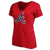 Women's Fanatics Red Atlanta Braves Core Official Logo V-Neck T-Shirt