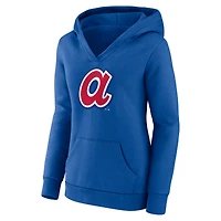 Women's Fanatics Royal Atlanta Braves Forbes Crossover V-Neck Pullover Hoodie