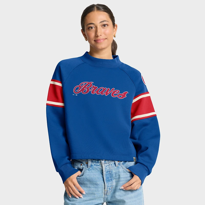 Sweat-shirt surdimensionné à manches raglan Fanatics Royal Atlanta Braves pour femme