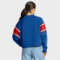 Women's Fanatics Royal Atlanta Braves Oversized Toss Sweep Raglan Pullover Sweatshirt