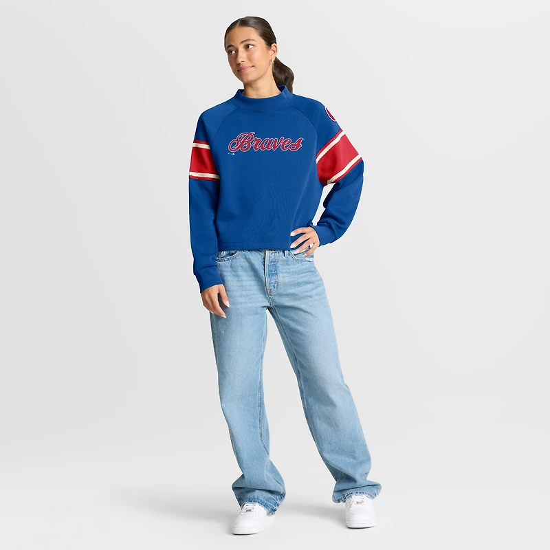 Sweat-shirt surdimensionné à manches raglan Fanatics Royal Atlanta Braves pour femme