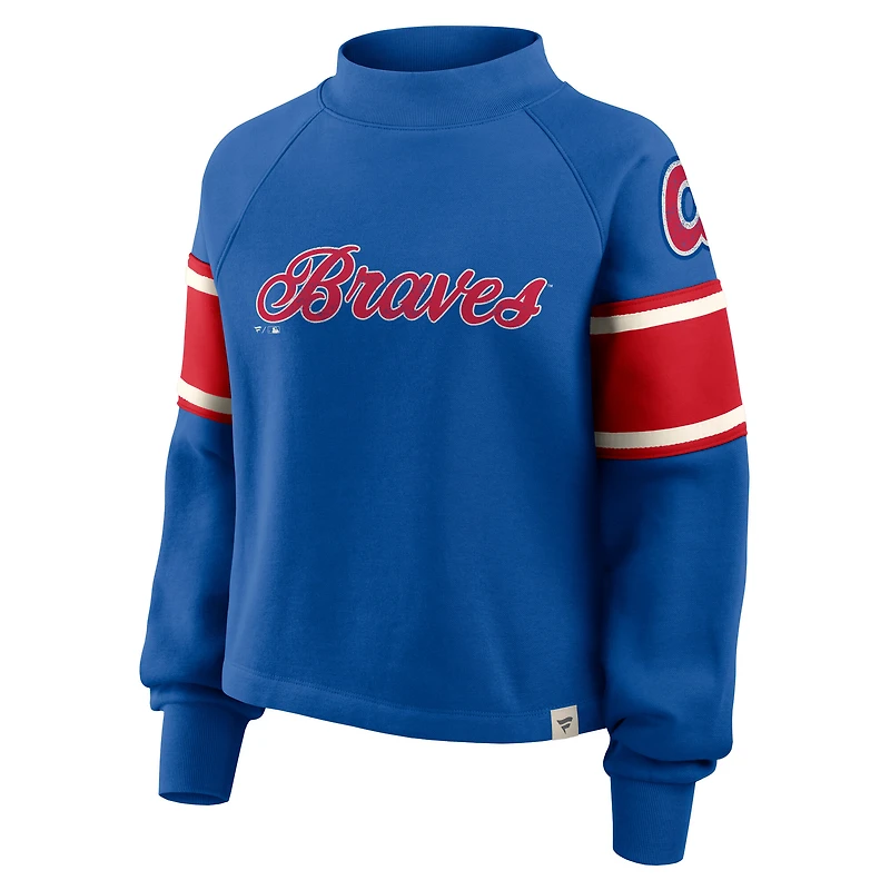 Sweat-shirt surdimensionné à manches raglan Fanatics Royal Atlanta Braves pour femme