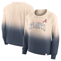 Sweat-shirt Fanatics Tan/Marine pour femmes Atlanta Braves Luxe Lounge Arch Raglan