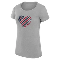 Women's G-III 4Her by Carl Banks  Heather Gray Atlanta Braves Super-Slim Fit Lightweight Heart Graphic T-Shirt