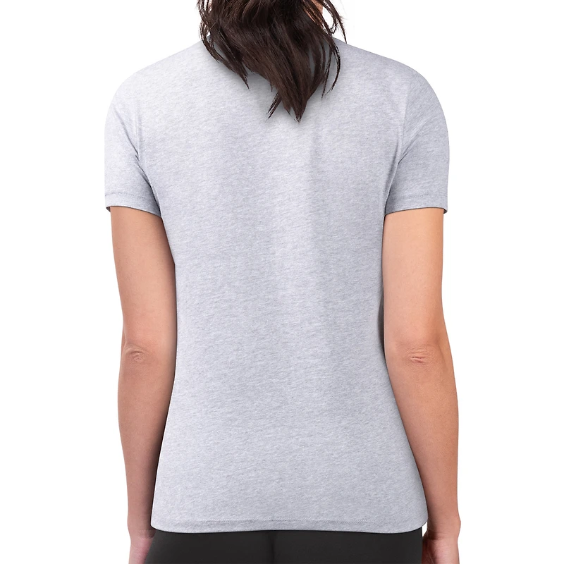 Women's G-III 4Her by Carl Banks  Heather Gray Atlanta Braves Super-Slim Fit Lightweight Heart Graphic T-Shirt