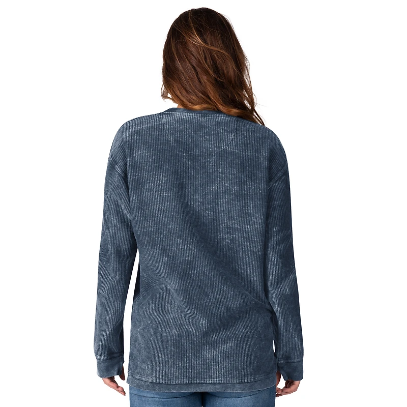 Sweat-shirt en velours côtelé confortable G-III 4Her by Carl Banks pour femme, bleu marine, des Atlanta Braves