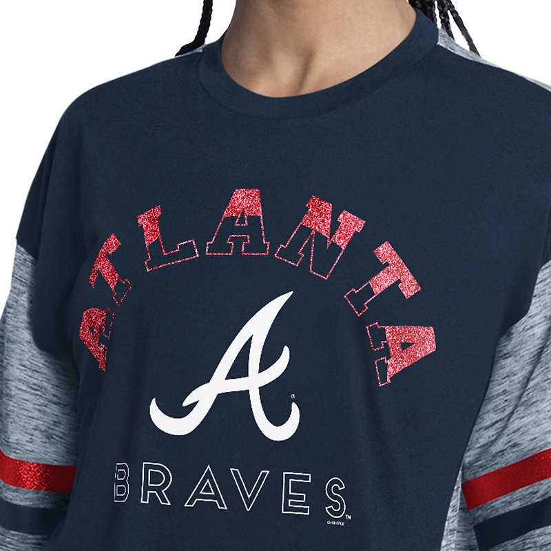 Haut oversize G-III 4Her pour femme par Carl Banks, bleu marine, Atlanta Braves, hors saison