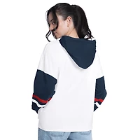 Women's G-III 4Her by Carl Banks  White/Navy Atlanta Braves Key Player Oversized Hooded Long Sleeve T-Shirt