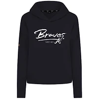 Women's Levelwear Black Atlanta Braves Accolade Sweet Express Cropped Tri-Blend Pullover Hoodie