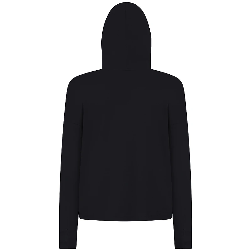 Women's Levelwear Black Atlanta Braves Accolade Sweet Express Cropped Tri-Blend Pullover Hoodie