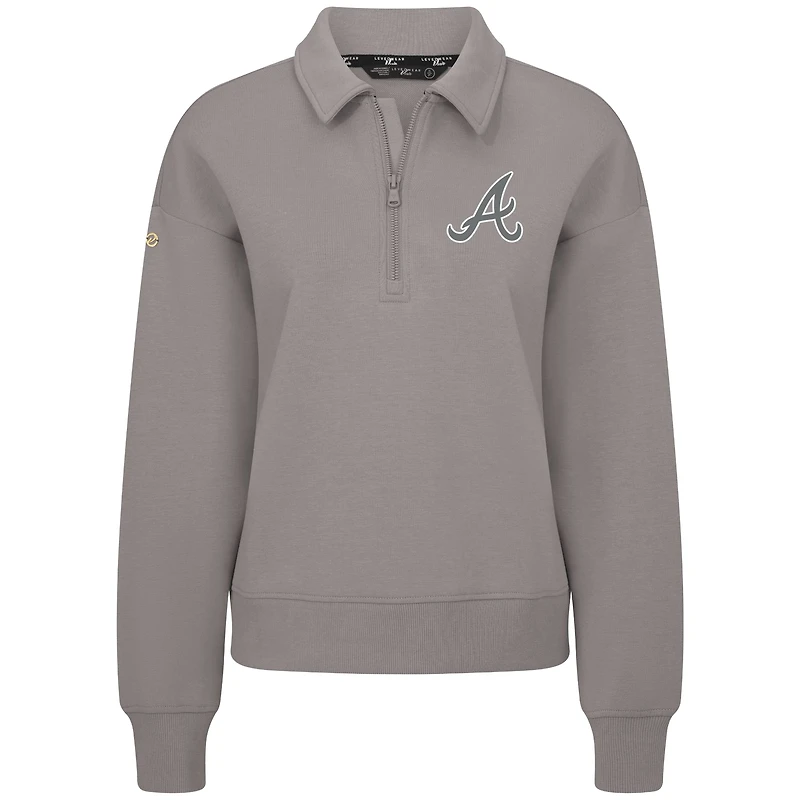 Women's Levelwear Gray Atlanta Braves Canmore Quarter-Zip Pullover
