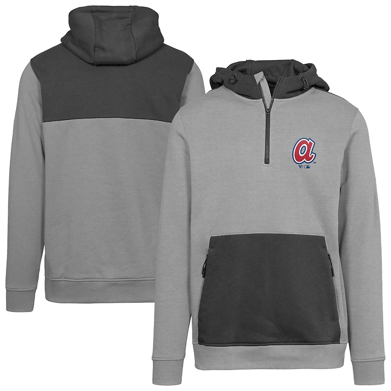 Sweat à capuche zippé 1/4 avec logo Chicane Core de la collection Cooperstown des Braves d'Atlanta pour femme Levelwear, gris